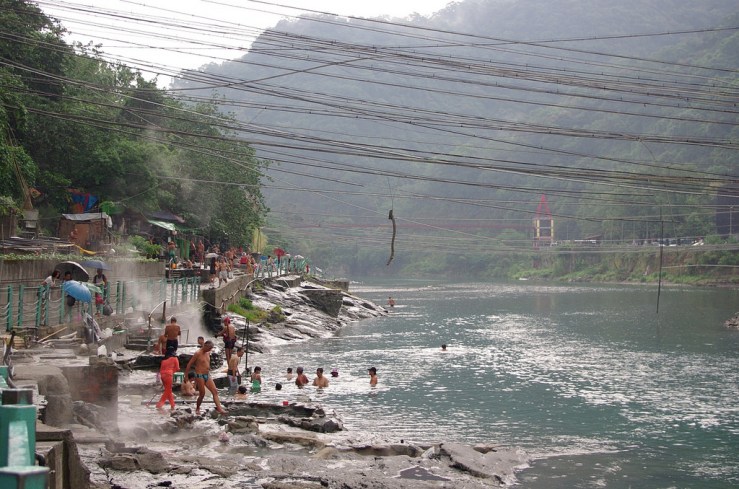 Taiwanese locals soaking in Wulai Hot Spring