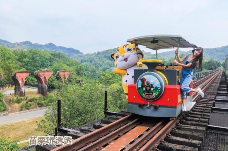 Lady riding the Miao Li Rail Bike 