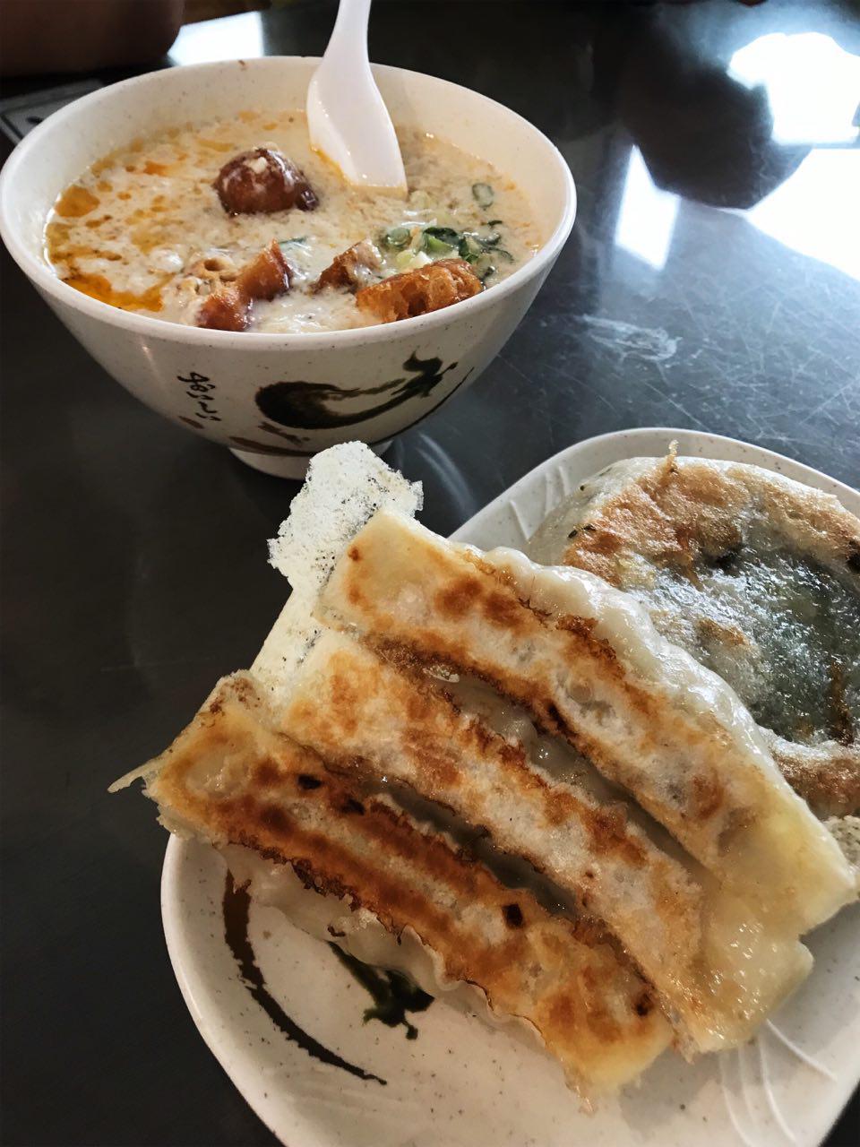 Traditional Taiwanese breakfast - Egg rolls and Salty Beancurd